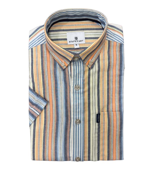chemise manche courte multi-couleur - col boutonné