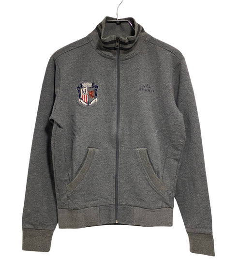 Pull veste gris avec badge et broderie