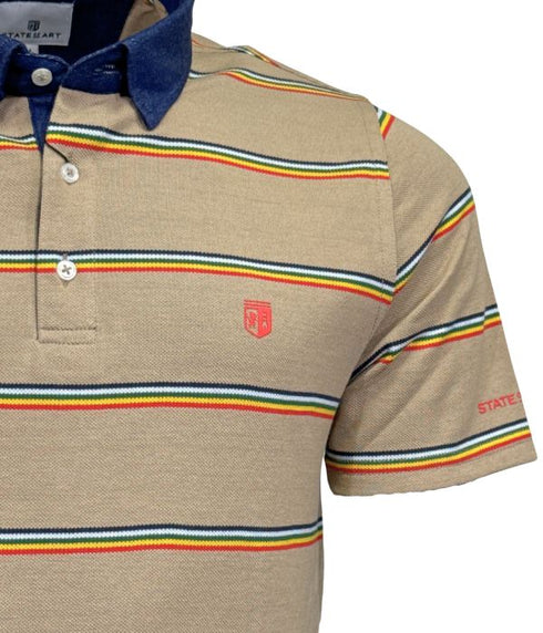 Polo piqué beige à rayure