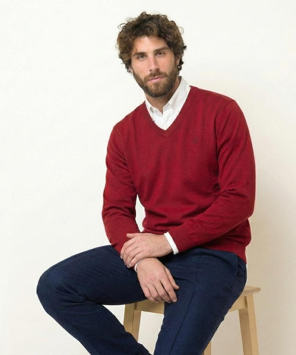 Pull homme GREEN COAST bordeaux coton Filo di Scozia Made in Italy