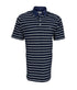 Polo piqué bleu nuit à rayure blanc / vert