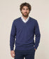 Pull Homme col v Bleu – Laine Mérinos & Acrylique | Made in Italy