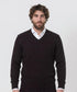 Pull col V homme GREEN COAST noir coton Filo di Scozia Made in Italy
