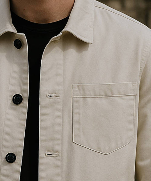 Veste Beige 'Broad Bro ' en Sergé de Coton