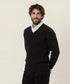 Pull col V Homme Noir – 100% Coton Filo di Scozia | Made in Italy