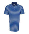 Polo piqué bleu roi à rayure blanc / gris