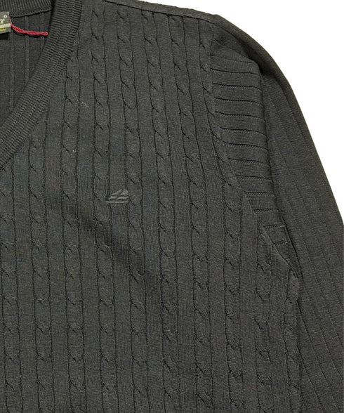 Pull col V Homme Noir – 100% Coton Filo di Scozia | Made in Italy