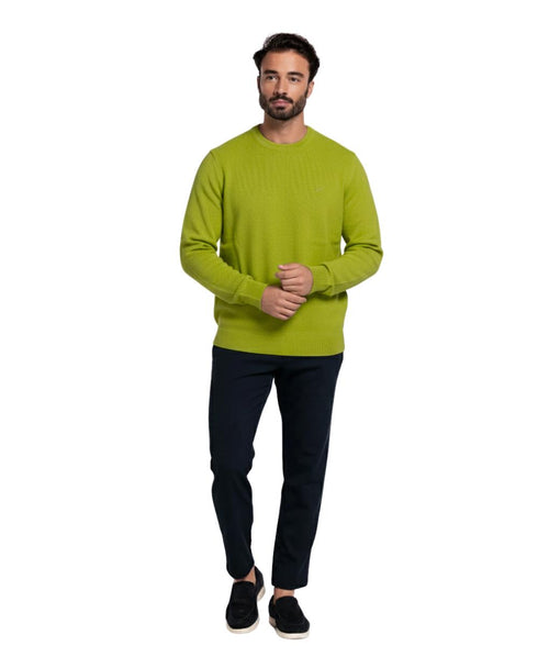 Pull Homme Vert – Laine Mérinos & Acrylique | Made in Italy