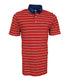 Polo piqué rouge à rayure blanc / bleu
