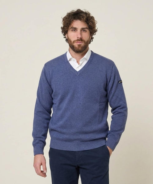 Pull Homme GREEN COAST Col V – Laine Mérinos & Acrylique | Made in Italy