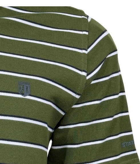 Polo piqué vert à rayure blanc / noir