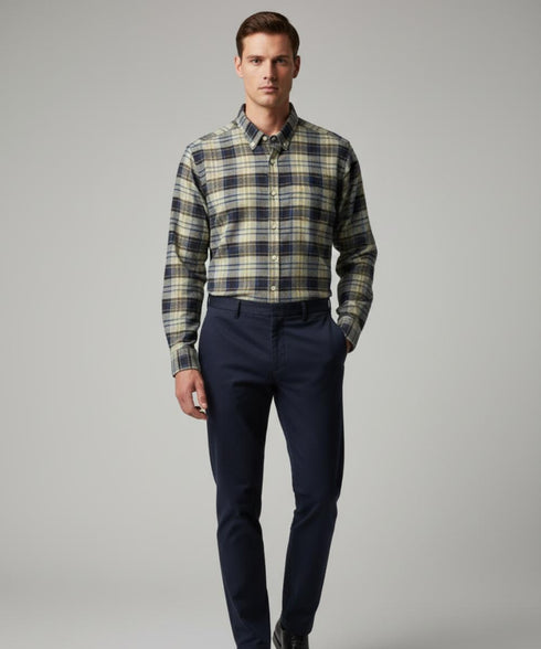 Chemise à carreaux multi-couleur bleu / jaune