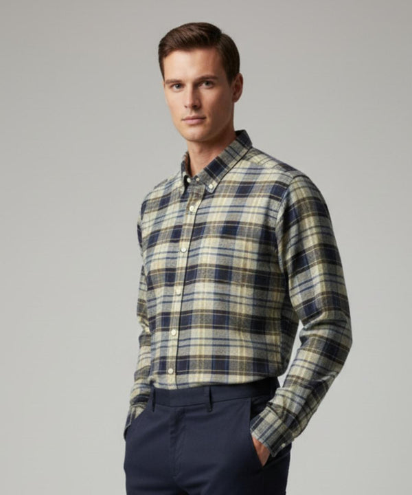 Chemise à carreaux multi-couleur bleu / jaune