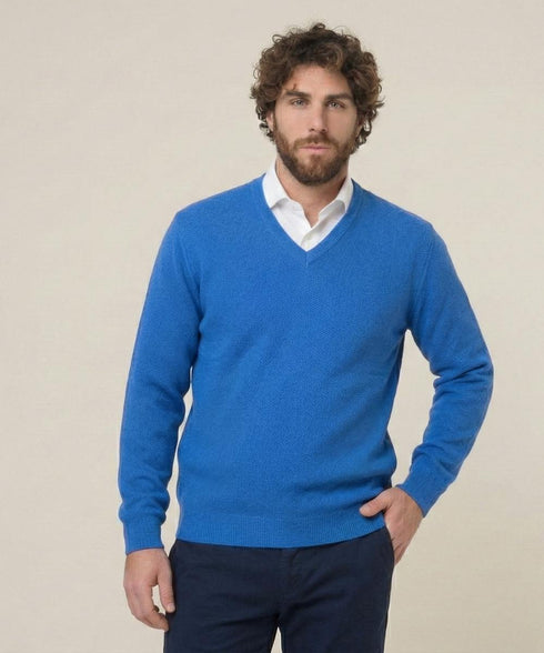 Pull Homme GREEN COAST Col V – Laine Mérinos & Acrylique | Made in Italy