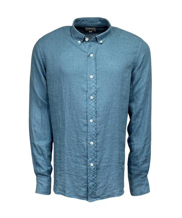 chemise bleu Canard en pure lin organique classic fit