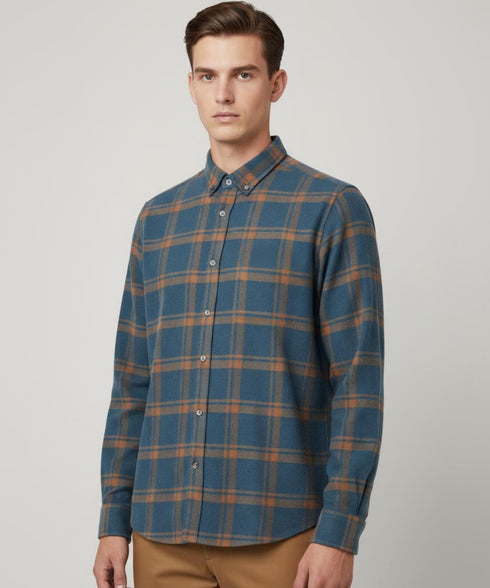 Chemise en Flanelle Bleue Homme Hiver | Chaude et Confortable