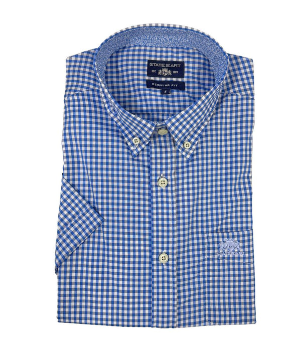 Chemise bleu carreaux demi manche