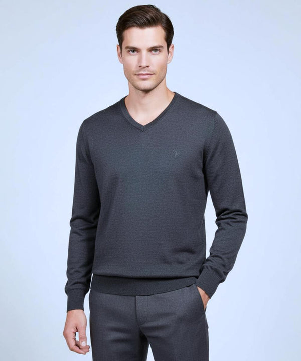 Pull col v-100% laine vierge Zegna lana Baruffa