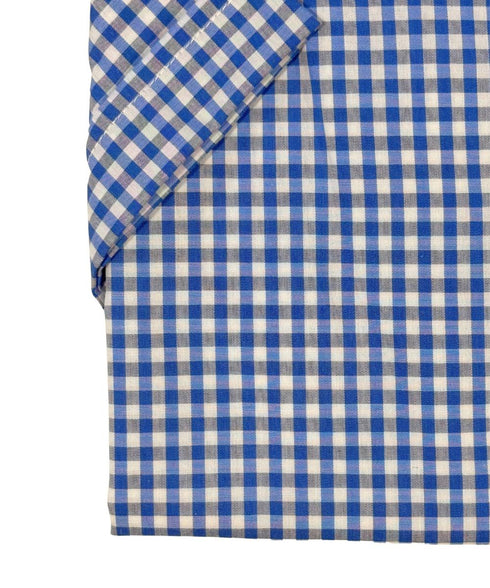 Chemise bleu carreaux demi manche