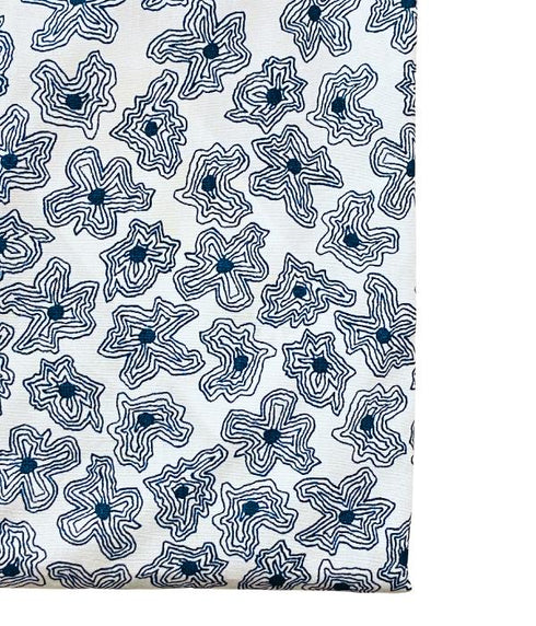 Chemise Homme 100% Coton à Motifs Floraux Abstraits Blanc & Marine