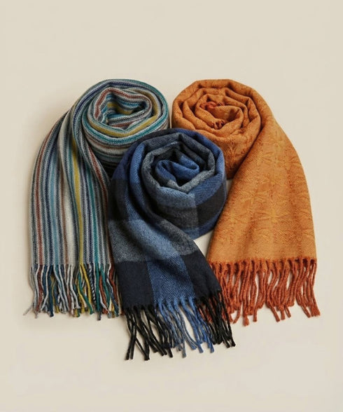 Pack de 3 Écharpes – Acrylique, Laine Vierge & Coton