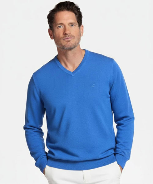 Pull Homme GREEN COAST Bleu – Laine Mérinos & Acrylique | Col V