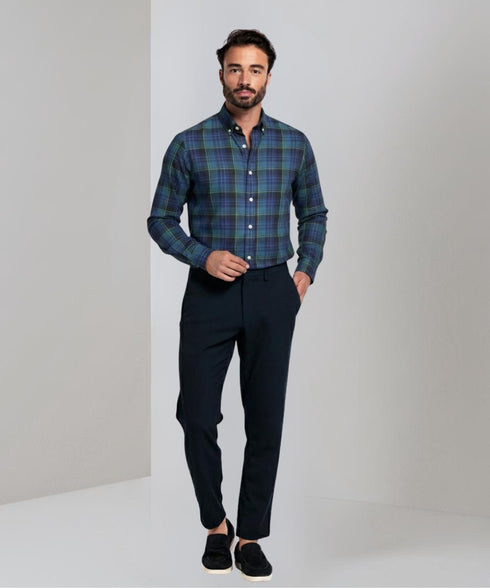 Chemise à carreaux multi-color bleu / vert