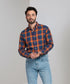 Chemise à carreaux multi-color bleu / orange