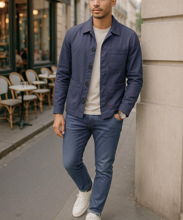 Veste Bleu 'Broad Bro ' en Sergé de Coton