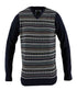 Pull col V lana wool bi-color