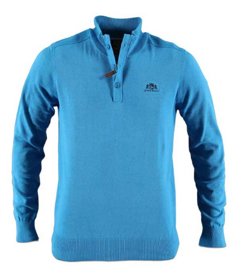 Pull uni avec fermeture zip de couleur bleu clair
