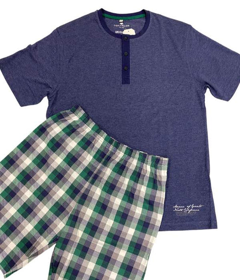 Pyjama demi-manche bleu/ vert