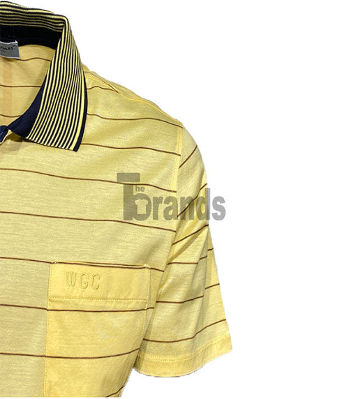Polo classique jaune rayé en fil de coton d'écosse