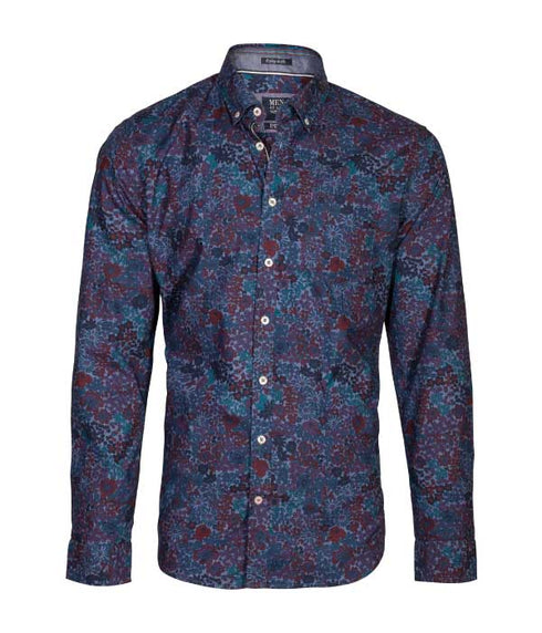 Chemise bleu imprimée floral