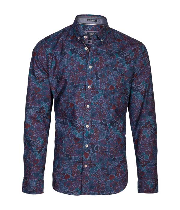 Chemise bleu imprimée floral