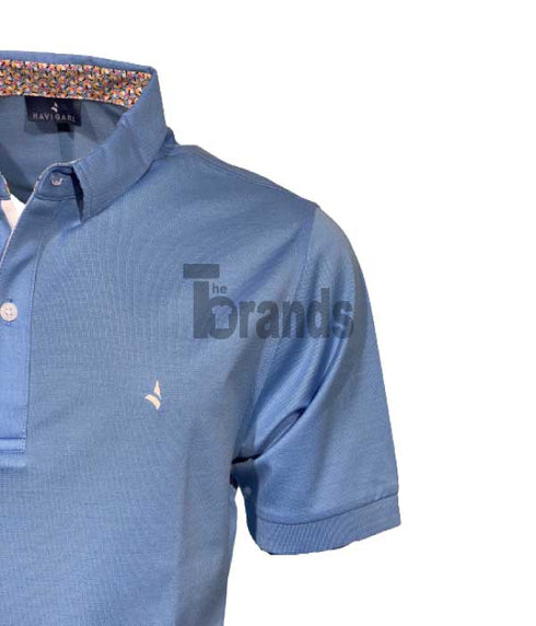 Polo bleu ciel uni manche courte homme en Fil d’écosse