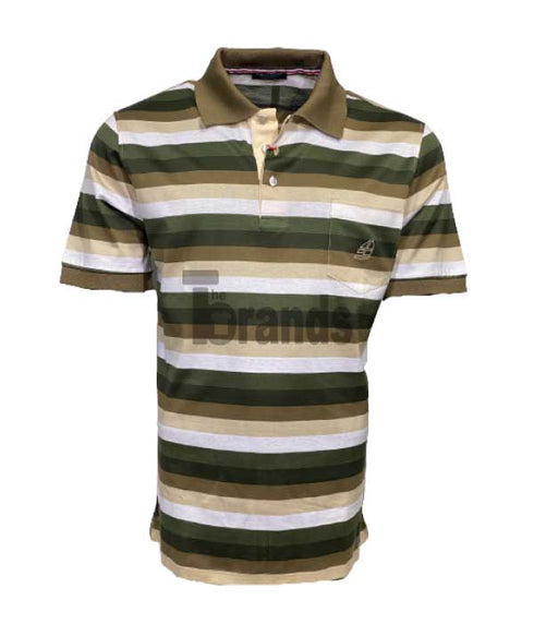 Polo classique rayé blanc/marron en fil de coton d'écosse