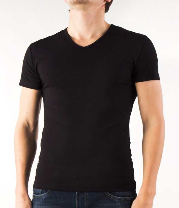 T-shirt-bodyfit-v-neck-stretch