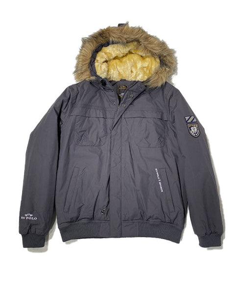 Jacket hiver gris à capuche