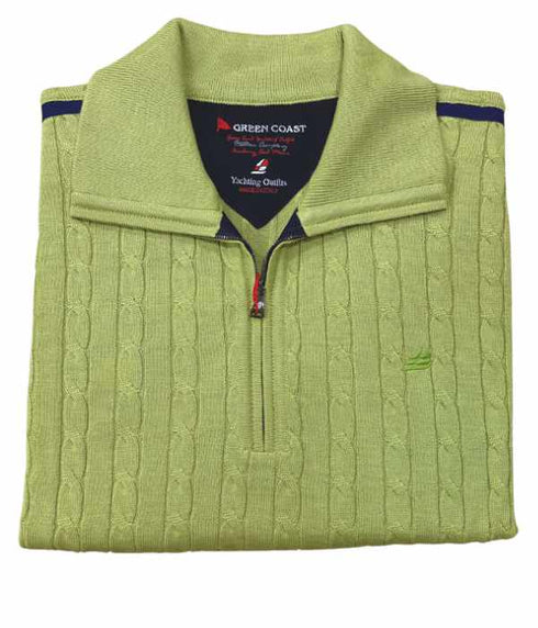 Pull Homme Vert Zippé – Laine Mérinos & Acrylique | Made in Italy