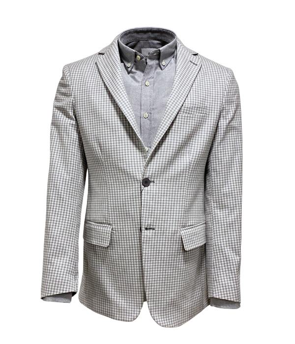 Veste modern avec carreaux blanc et gris