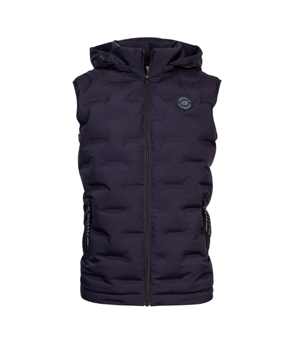 Gilet bleu marine à structure zippée et capuche amovible