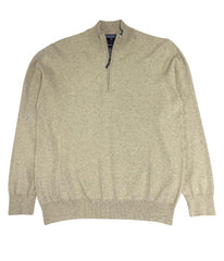 Pull simple zippé en coton pima de luxe en couleur beige