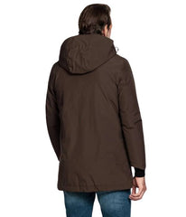 Parka marron unie moderne avec capuche amovible