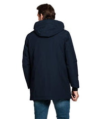 Parka bleu unie moderne avec capuche amovible