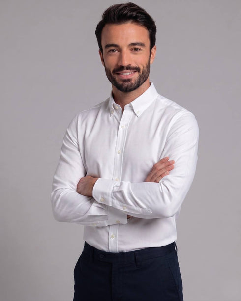 Chemise Homme Blanche Texturée – 100% Coton