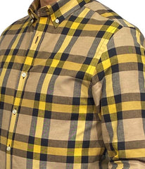 Chemise beige avec carreaux  jaune et noir