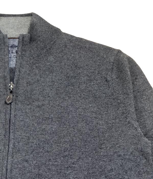 Pull-veste gris en mérinos et cachemire