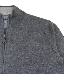 Pull-veste gris en mérinos et cachemire