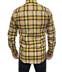 Chemise beige avec carreaux  jaune et noir